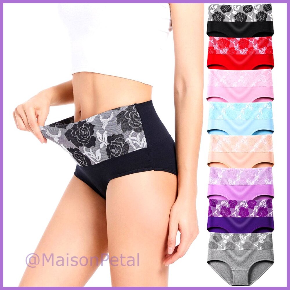 High Waist Tummy Control Panties Cotton Multipack Briefs